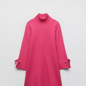 Zara Pink Long Sleeve Dress with Sleeve Bows